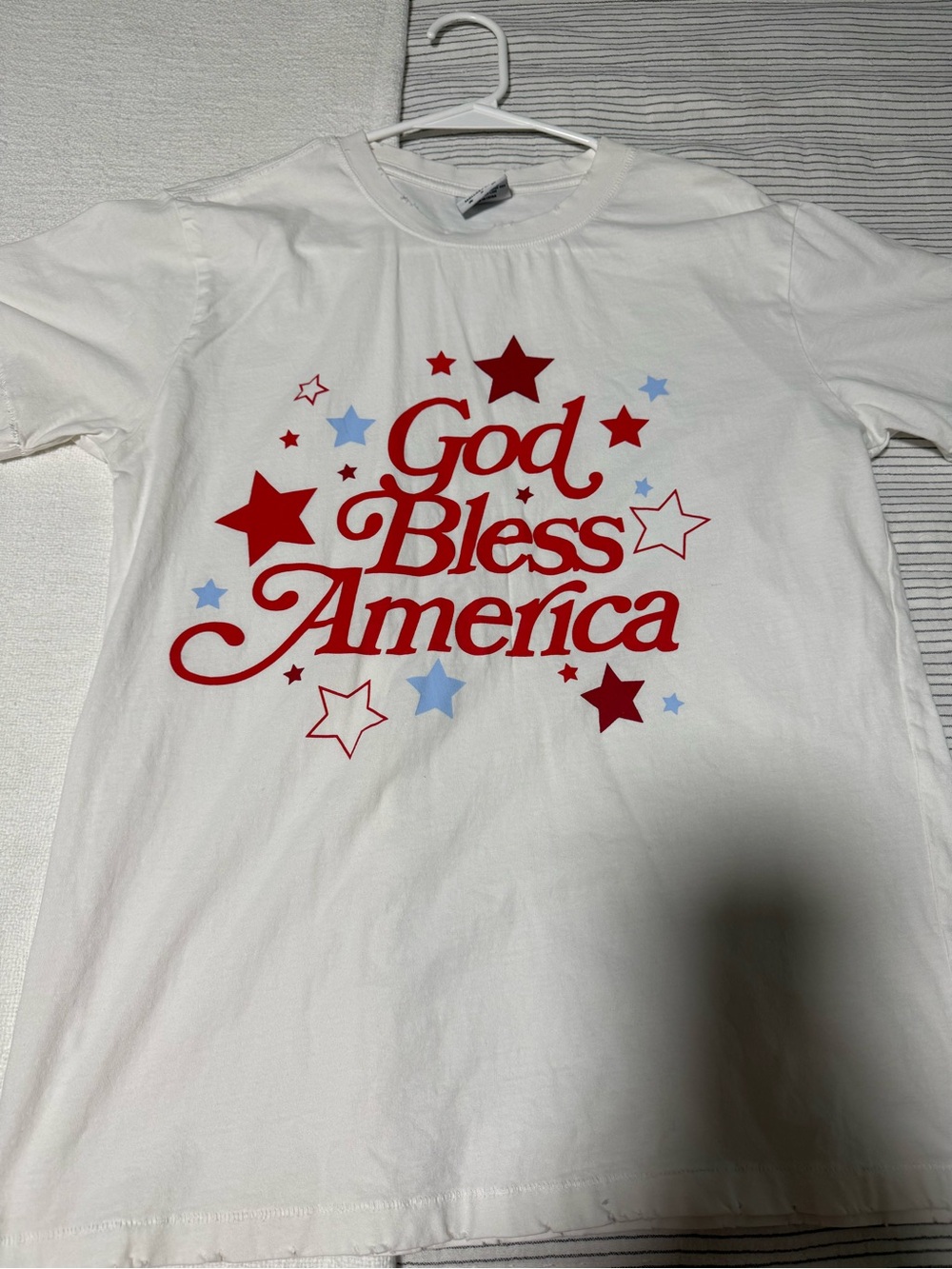 Womens White "God Bless America" Graphic Tee